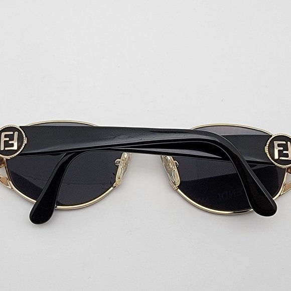 Fendi FS 140 Black Gold Frame Grey Lens Sunglasses w/ Case Italy 52-20-135 main image 9